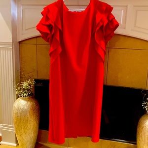 Red/orange dress, wear to the office, church or evening event. Beautiful dress
